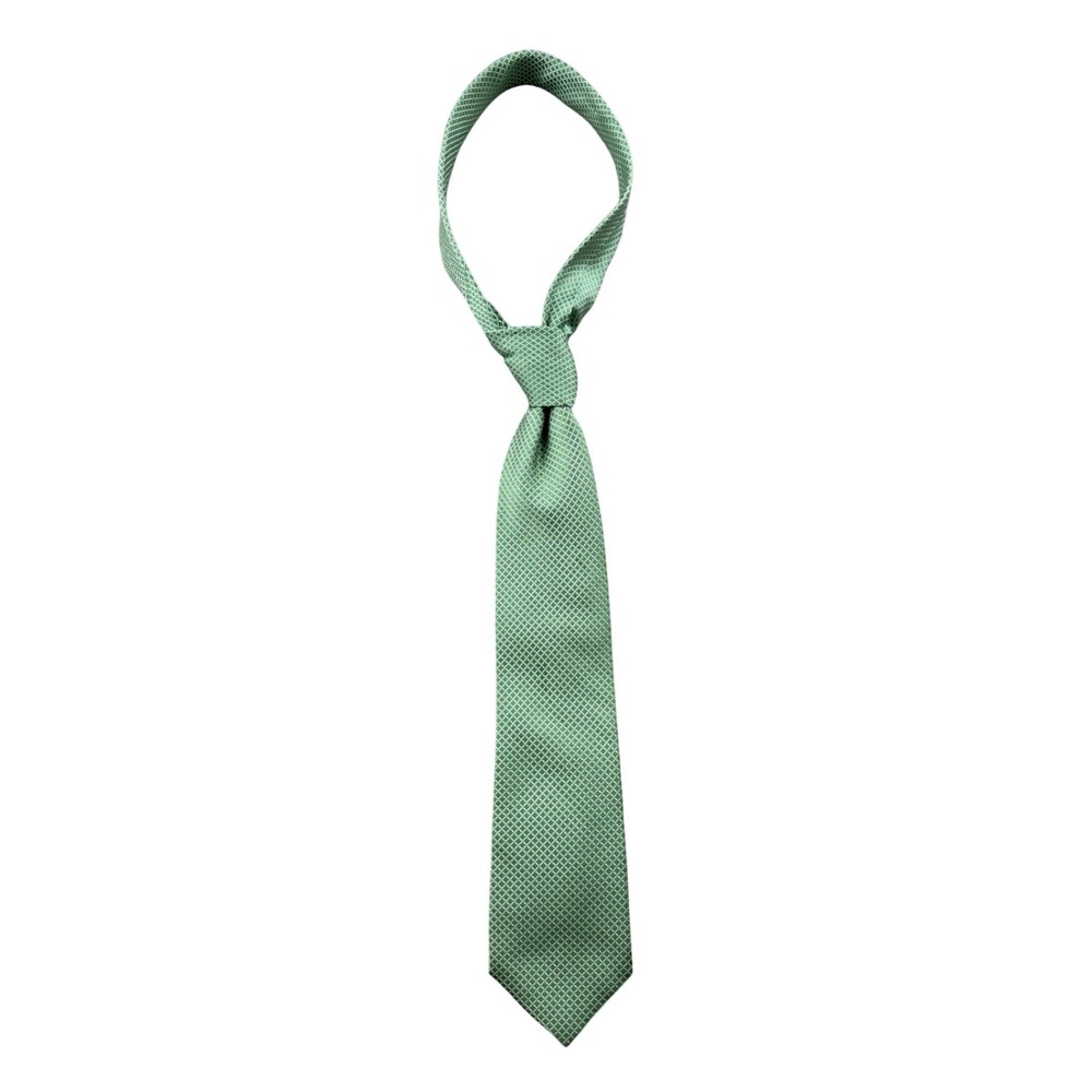 Nautica Tie Men Green Geometric Diamond Pattern Woven Necktie Preppy Business